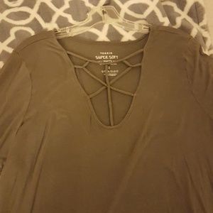 Torrid Super Olive Caged Tee
